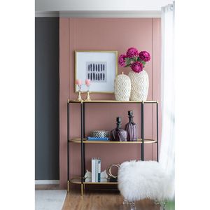 Consolle a 3 ripiani con specchio nero e oro, 48.5x16.5x50 pollici - Product Image 6