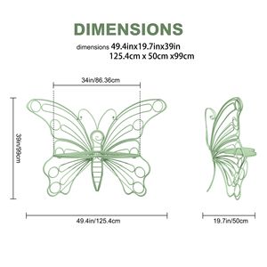 Panca a Farfalla in Ferro Robusto da 50 Pollici per Spazi Esterni, Panca Verde da Patio per Veranda, Prato, Giardino, Cortile - Product Image 5