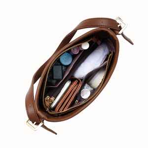 กระเป๋าสะพายข้างผู้หญิงลายดอกไม้โบราณ ขนาดใหญ่ จุของได้เยอะ สะพายไหล่เดียว สีพื้น มีซิปปิด ซับในโพลีเอสเตอร์ - Product Image 2