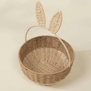 Cute bunny ear seagrass <b>basket</b> handmade natural storage <b>basket</b> eco friendly decorative organizer kid <b>easter</b> <b>gift</b> oem odm - Product Image 6