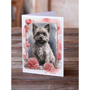 Cairn Terrier Valentine Roses Cartes de vœux fantaisistes A7 Lot de 8 cartes de note vierges avec enveloppes Taille 5x7 - Product Image 2