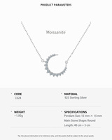 Collier tendance en argent sterling 925 avec chaîne à maillons et pendentif croissant en moissanite couleur D VVS1 pour femme, bijoux fins pour usage quotidien