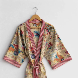 Kimono Largo de Algodón Estampado, Ropa Unisex, Regalo para Él, Regalo para Damas de Honor, Cárdigan, Kimono Boho para Mujer, Kimono de Algodón Puro - Product Image 1