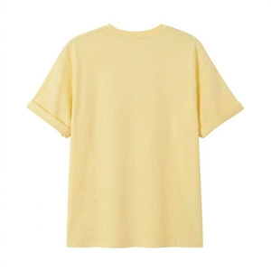 Camiseta personalizada de algodón 100% color amarillo pastel, con logotipo bordado en blanco, estilo streetwear, de primera calidad para hombre. - Product Image 5