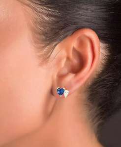 Orecchini a cuore in zircone cubico blu e bianco in argento Sterling o oro 14k su argento Sterling | Macy's - Product Image 3
