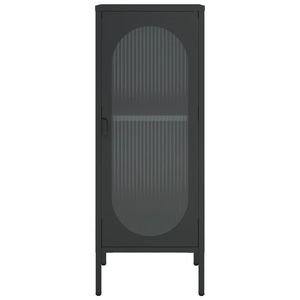 Buffet en acier noir thermolaqué avec verre cannelé, élégantes armoires de salon - Product Image 6