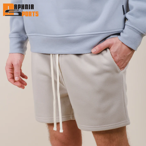 Shorts de sport décontractés pour hommes, en coton épais 100% personnalisables OEM, avec empiècements frontaux en toile polaire respirante et séchage rapide, taille élastique - Product Image 3