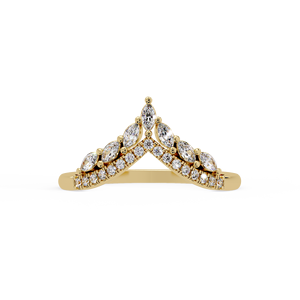 Bagues de fiançailles en diamant de laboratoire taille marquise en V chevron, en or jaune 14K 18K, avec alliance de mariage assortie, bijoux en gros - Product Image 4