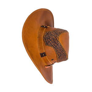 Sombrero vaquero ombre marrón con banda de conchos de bronce y medallón de cabeza de toro, estilo western para hombre y mujer - Product Image 3