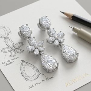 Pendientes de Plata de Ley 925 con Baño de Rodio y Moissanita - Product Image 2