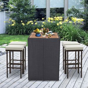 Ensemble de 2 tabourets de bar en osier pour patio, avec coussins et repose-pieds, pour bar à domicile, salle à manger, restaurant, hôtel - Product Image 6