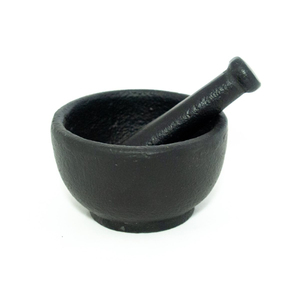 Juego de Mortero y Pilón de Hierro Fundido Negro Resistente, Herramienta Tradicional para Moler Especias y Hierbas, Utensilio de Cocina - Product Image 2