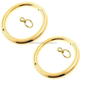 Tobilleras de Acero Inoxidable y Titanio Dorado con Anillo en O, Tobilleras Eternity de 8mm, Bondage para Adultos, Moda BDSM - Product Image 3