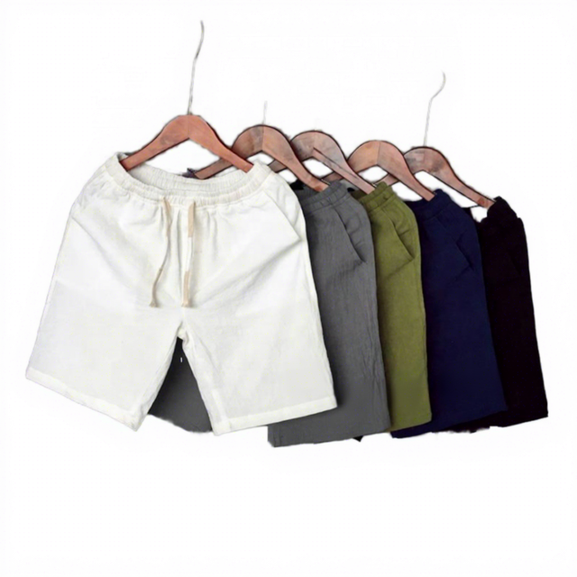 Men's Solid Color Cotton Shorts Drawstring Waist Casual Pockets Breathable Mid   Short Pants