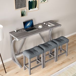 Set da Colazione Industriale a 4 Pezzi, Sedie da Bar con Presa di Corrente per Sala da Pranzo e Soggiorno - Product Image 3