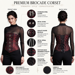 Corsé Gótico Transpirable de Encaje con Control Medio, Rojo y Negro, para Verano, Corsés COSH, Bustiers Sexys para Adelgazar la Cintura - Product Image 4