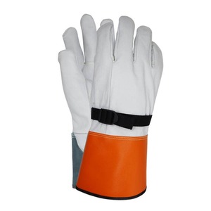 Guantes de soldadura industriales de cuero de manga larga en color sólido, estilo largo, resistentes al calor. - Product Image 2