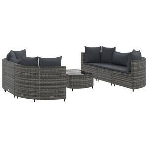Grey PE <b>Rattan</b> Patio <b>Sofa</b> Set Modular <b>Outdoor</b> Garden Furniture Contemporary Design UV Resistant High Density Foam Cushions - Product Image 2