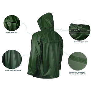 Combinaison de pluie professionnelle imperméable, tissu en nylon enduit de PVC avec coutures scellées, vêtements utilitaires d'extérieur, légers et respirants - Product Image 4