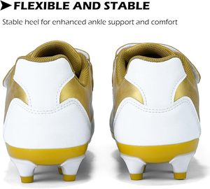 Hot Men's <b>Boots</b> White and Gold Synthetic Football Cleats with Rubber Outsole for Outdoor Sports Sneakers Customised Soccer Shoes - Product Image 3