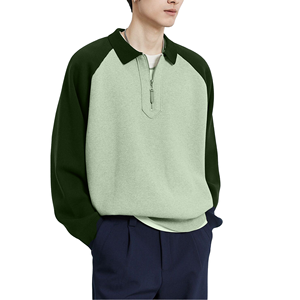 <b>Men's</b> Oversized Knitted Half Zip Sweater Solid Color Raglan Sleeve Turn-down Collar Casual Autumn Top - Product Image 1