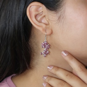 Pendientes Colgantes de Plata de Ley 925 con Racimo de Rubíes Rosados Facetados, Piedra de Nacimiento, Joyería de Oreja Moderna para Compromiso y Aniversario - Product Image 2