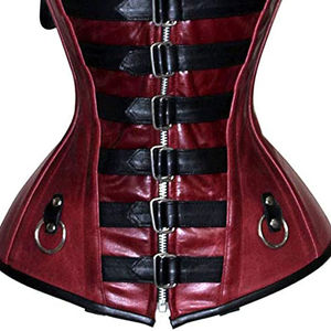 Corset marron en cuir à bretelles pour femme, style overbust, pour l'entraînement de la taille et le remodelage corporel, respirant, avec option OEM - Product Image 5
