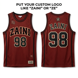 Camiseta de Baloncesto Premium para Hombre, 180 GSM, Malla de Poliéster, Color Granate con Paneles Laterales Negros, Sublimación Personalizada, Bordado, Logotipo con Transferencia Térmica - Product Image 1