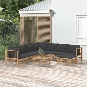 Grande Set Lounge da Giardino Modulare in Bambù Grigio Scuro - Product Image 1