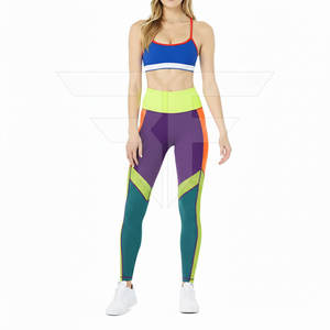 Ensemble de yoga pour femme avec blocs de couleur personnalisés, coussinets de poitrine amovibles, bretelles réglables, tenue de sport, fitness, course à pied, vêtements de sport, yoga - Product Image 3
