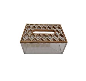 Nouvelle boîte à mouchoirs en bois et résine nacre, design moderne, taille et couleur personnalisables, cadeau de Ramadan et de l'Aïd, décoration de table de bureau, qualité supérieure - Product Image 1
