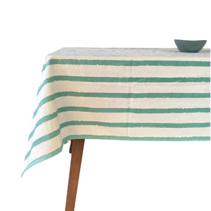 Wedding <b>Tablecloth</b> Salmon Pink Sage Green Delft Blue Indian Hand Block Printed <b>Tablecloth</b> Table Cover Linen Set - Product Image 1