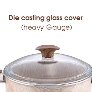Elegant <b>Non</b> <b>Stick</b> Pots And <b>Pans</b> <b>Set</b> With Marble Coated Interior Heavy Duty Forged Aluminum Construction Tempered Glass - Product Image 5
