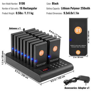 Sistema Pager Wireless a Lungo Raggio 500m per Ristoranti, Segnalatore di Coda per Clienti in Attesa, Beeper con Vibrazione - Product Image 4