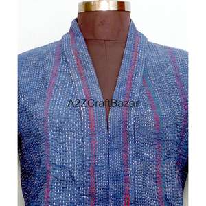 Chaqueta Acolchada Reversible Vintage Hecha a Mano para Mujer, 100% Algodón, con Estampado Floral, Transpirable y de Secado Rápido para Todas las Estaciones - Product Image 3