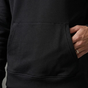 Men's <b>Black</b> <b>Fleece</b> Hoodie Pullover Sweatshirt Drawstring Hood Kangaroo Pocket Regular Fit Casual Wear Customized Color Front - Product Image 5