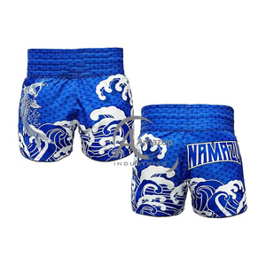 Shorts MMA pour hommes, imprimé vague de poisson koi bleu, polyester à séchage rapide, shorts de combat pour arts martiaux mixtes, coupe régulière, taille adulte - Product Image 6