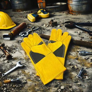 Gants de sécurité en cuir de vache fendu de qualité supérieure anti-dérapant résistant à la chaleur ignifuge anti-coupure anti-impact pour les travaux de soudage MIG Tig - Product Image 1