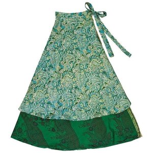 Jupes longues en soie indienne, style bohème vintage, jupe maxi enveloppante, jupe en tissu de qualité supérieure - Product Image 6