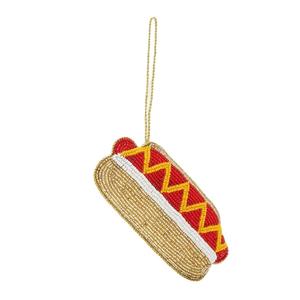 Trendy Hotdog Embroidery Seed Beaded Keychain Lightweight Keyring Fashionable Charm For <b>Bag</b> Gift Boho Key Holder Statement Piece - Product Image 1
