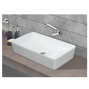 Floating wall hung ceramic sink glossy white rectangular 515x305x120mm bathroom basin semi pedestal - Product Image 1