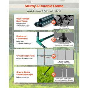 9.5 X 6.36 X 6.36 ft Wind-Resistant Tall Crop Cage <b>Garden</b> Patio Lawn Zippered Door Outdoor Raised Bed Cover <b>Netting</b> - Product Image 3