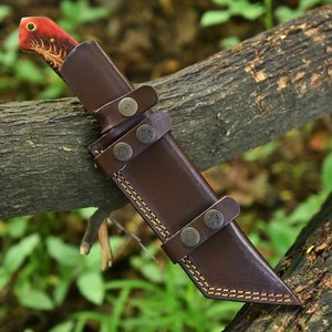 Cuchillo Tanto de Hoja Fija de Acero de Damasco Forjado Nórdico OEM Hecho a Mano con Mango de Piña y Espiga Completa para Caza y Camping - Product Image 5