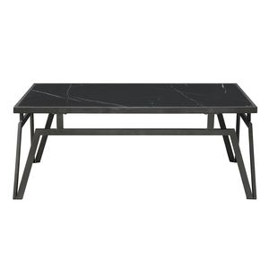 Set di 3 tavolini moderni contemporanei con finitura nera e piano in pietra sinterizzata nera, include tavolino da cocktail e 2 tavolini laterali - Product Image 2