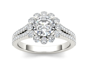 Anillo de Oro de 10k, 14k o 18k con Halo Floral y Diamante Redondo de 1 Quilate, Clásico para Mujer, Certificado IGI, Ideal para Compromiso, Aniversario o Boda - Product Image 4