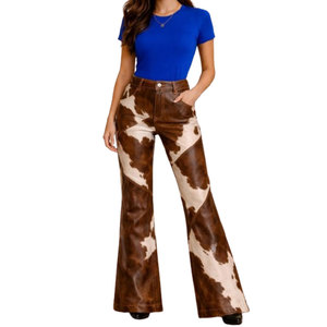 Pantalones de Cuero Vacuno Genuino Premium para Mujer, Cintura Alta, Estilo Chic, Moda Urbana, Casual, Boutique, Fabricante OEM Personalizado, Venta al Por Mayor - Product Image 4