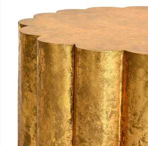 Mesa de Centro Moderna Dorada con Superficie de Madera, Muebles Contemporáneos para Sala de Estar, Diseño Artesanal - Product Image 4