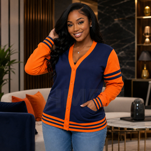 HMR Sisterhood Acrylic Sorority V-neck Button Casual Tops Knitwear <b>Cardigan</b> <b>Sweater</b> Embroidered <b>Sweater</b> Coat - Product Image 3