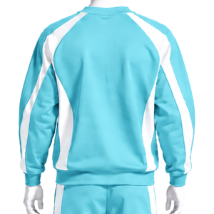 Ensemble de survêtement unisexe bleu aqua avec sweat-shirt à capuche et pantalon de jogging, bande latérale contrastante, tenue de sport décontractée et active - Product Image 4