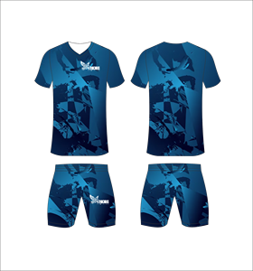 ชุดเสื้อฟุตบอลผู้ชาย Ferocious Clothing แบบซับลิเมชั่น คอวี แขนสั้น ระบายเหงื่อได้ดี ทรงแอธเลติก ลายสีน้ำเงิน - Product Image 1